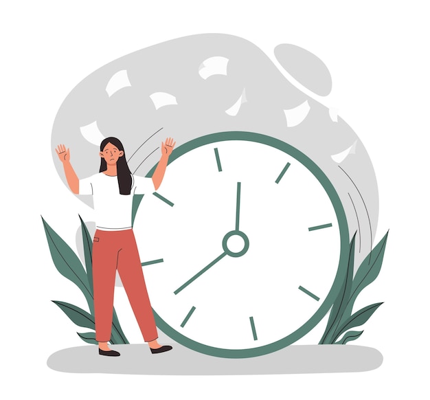 Vector woman with deadline