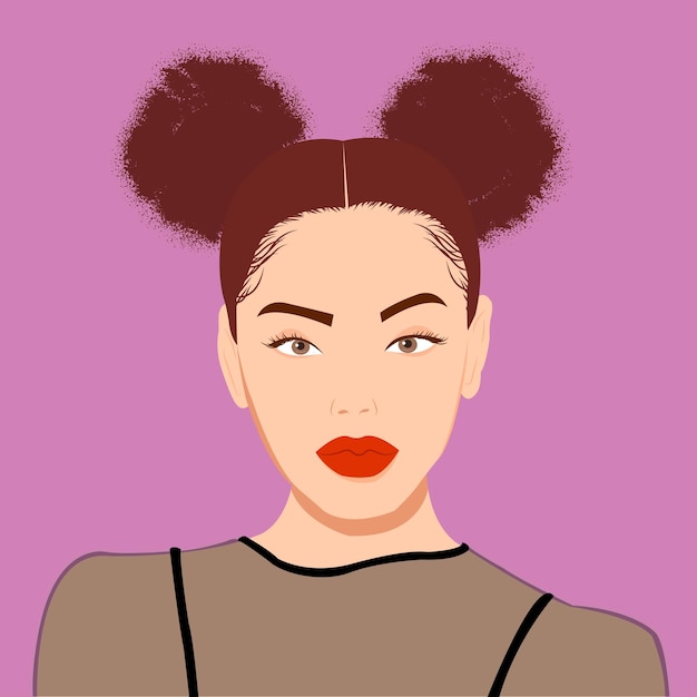 Vector woman with double bun hair bun sexy stock hairstylist vector illustration