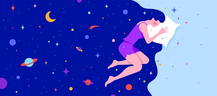 वेक्टर woman with dream universe