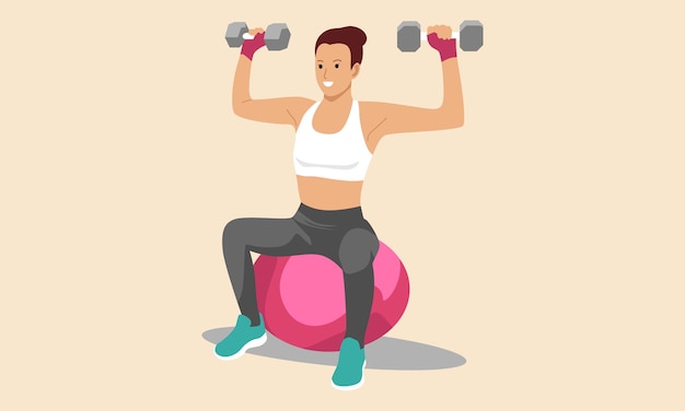 Woman with dumbbells in the hands