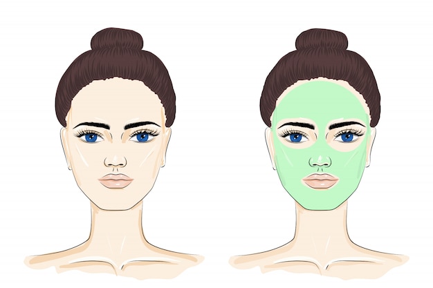 Vector woman with face mask.