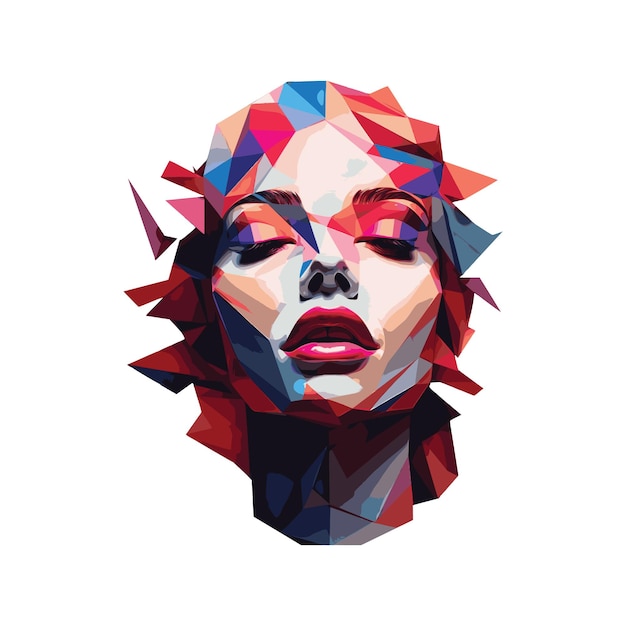 Vector a woman with a face polygon 3d vector