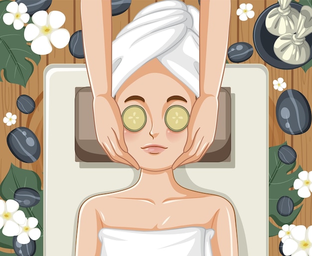 Vector woman with facial mask