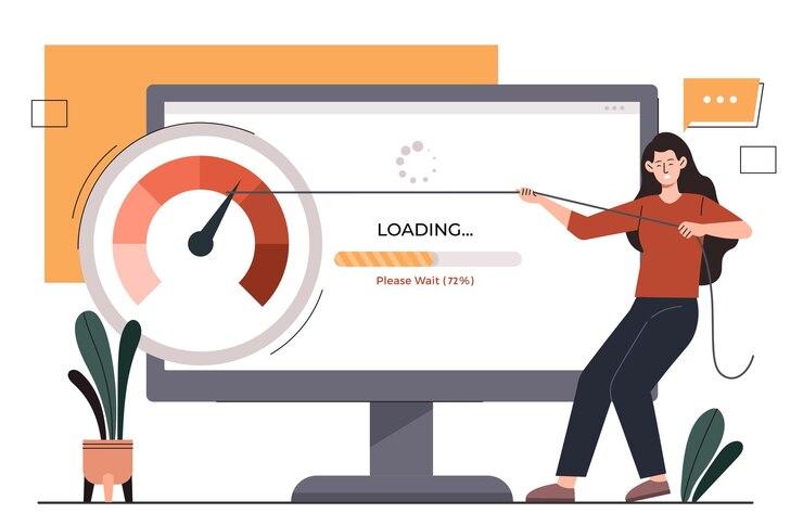 Vector woman with fast loading vector concept