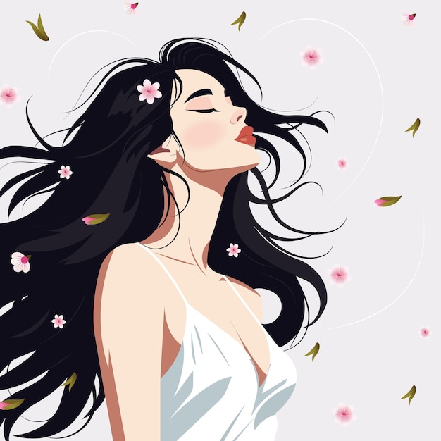 a woman with a flower in her hair