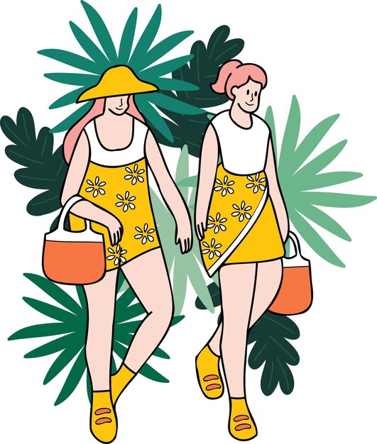 Vector woman with flower in woman day concept illustration in doodle style