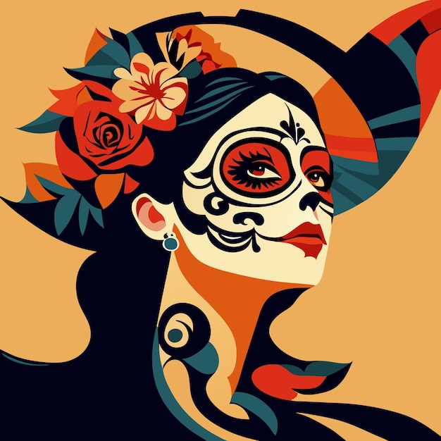 Vector woman with flowers