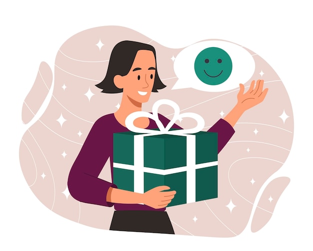 Vector woman with gift