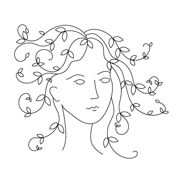 Woman with hair in the form of plants