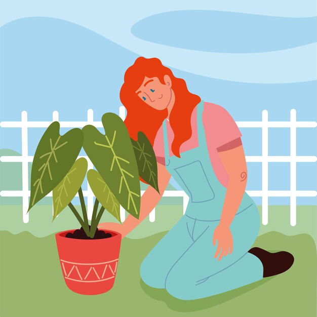 Woman with houseplant