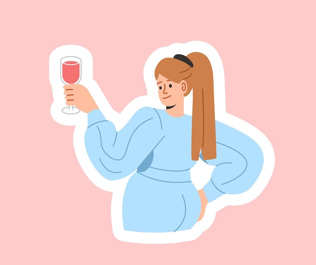 Woman with ice cream sticker vector concept