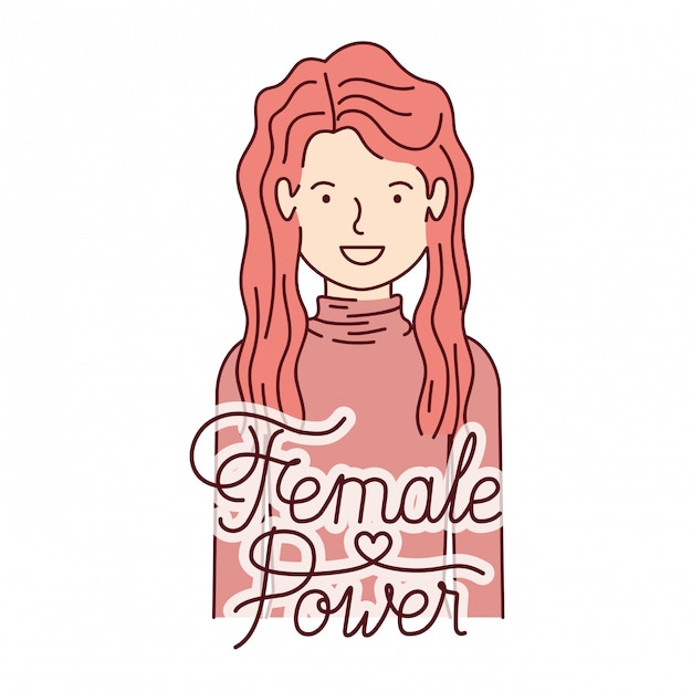 Woman with label female power avatar character