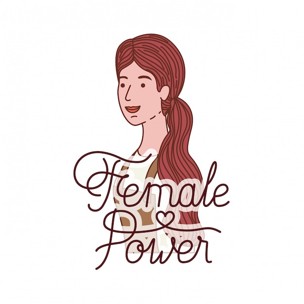 Woman with label female power avatar character