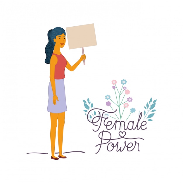 Woman with label female power character
