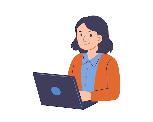 Vector woman with laptop design digital technology communication social media design