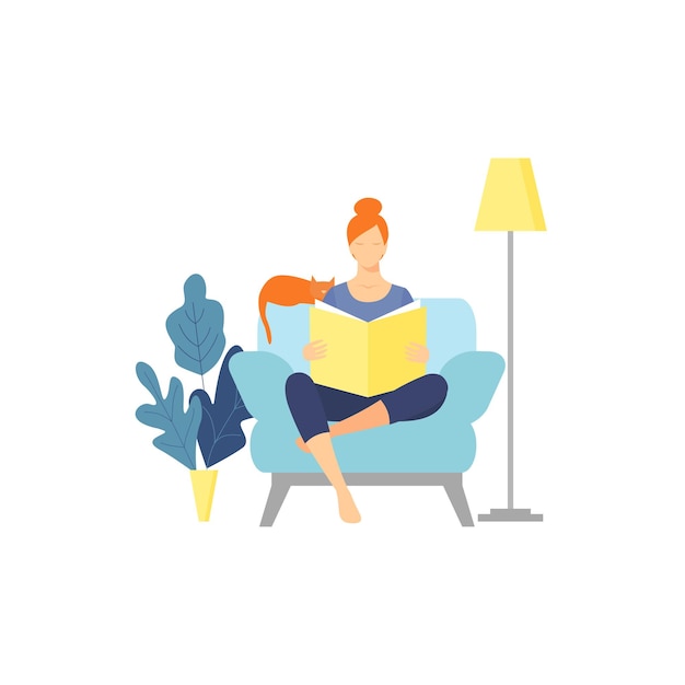 Woman with laptop sitting on the armchair freelance or studying concept