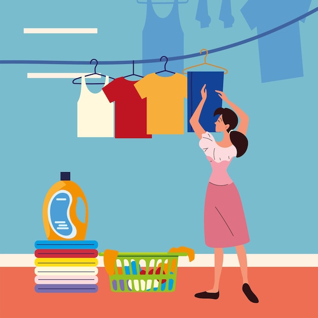 Woman with laundry clothes