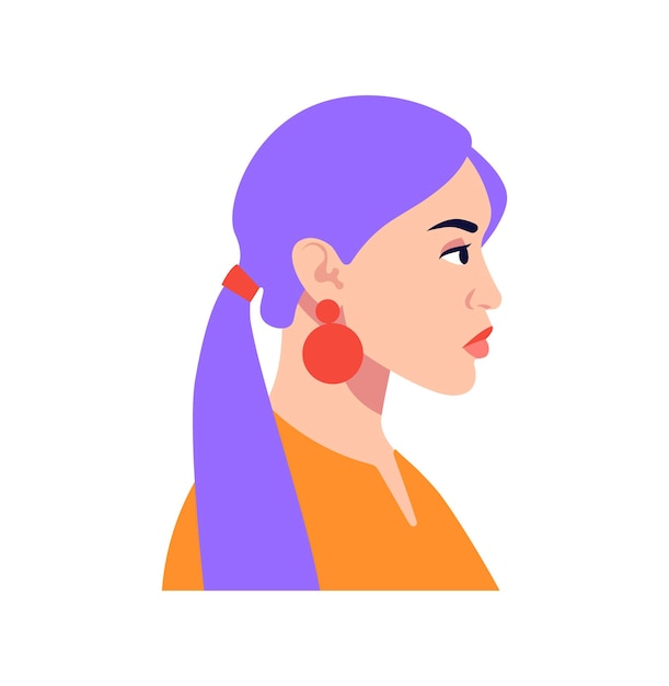 Vector woman with lilac hair
