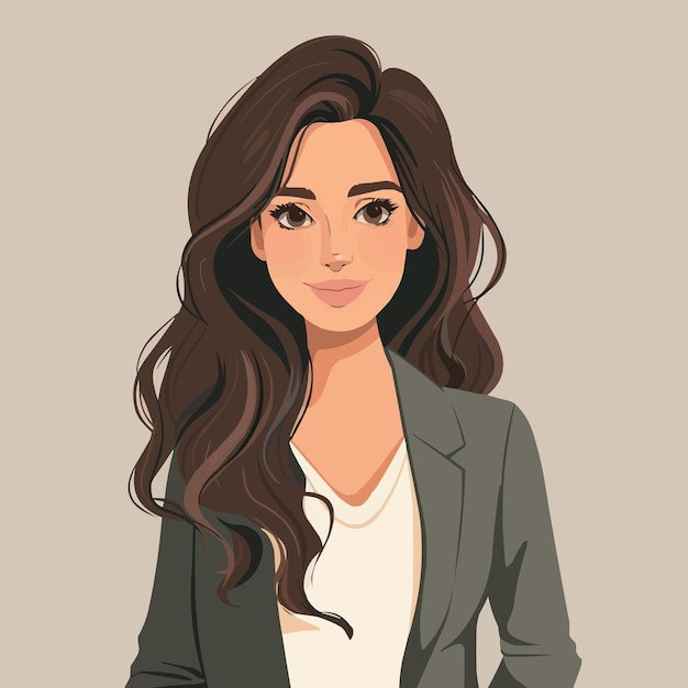 Vector a woman with long brown hair wearing a jacket vector