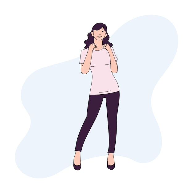 長い髪の女性が何気なく立っている