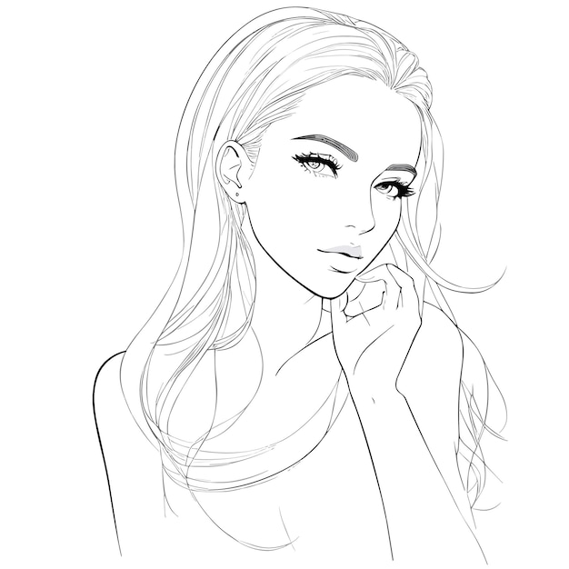 Premium Vector | A woman with long hair and a long hair