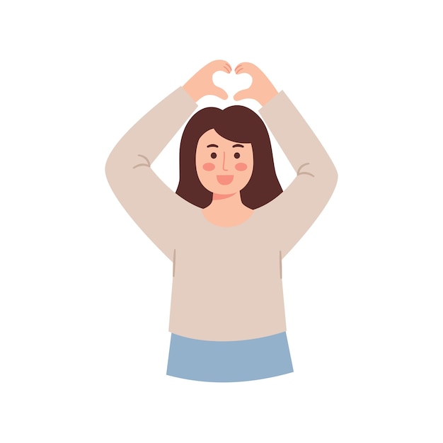 Vector woman with love sign hand