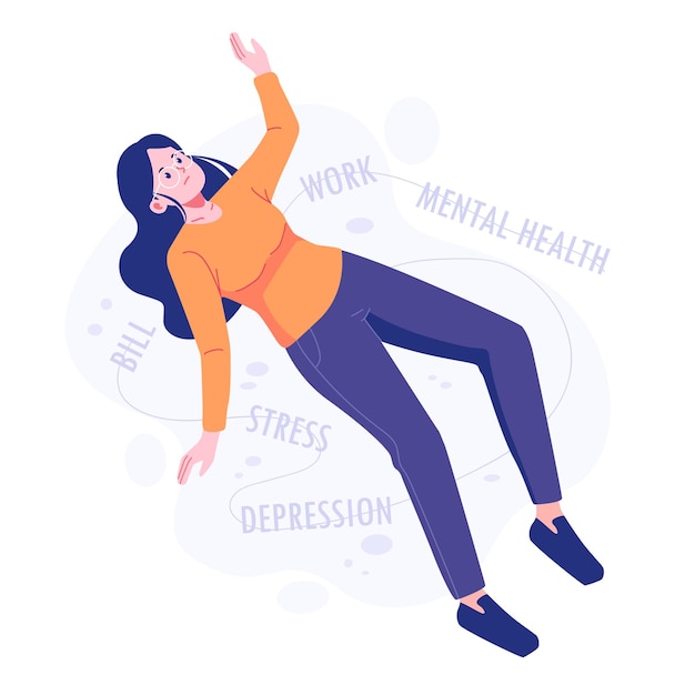 Vector a woman with mental illness illustration