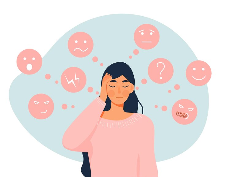 Vector woman with mood