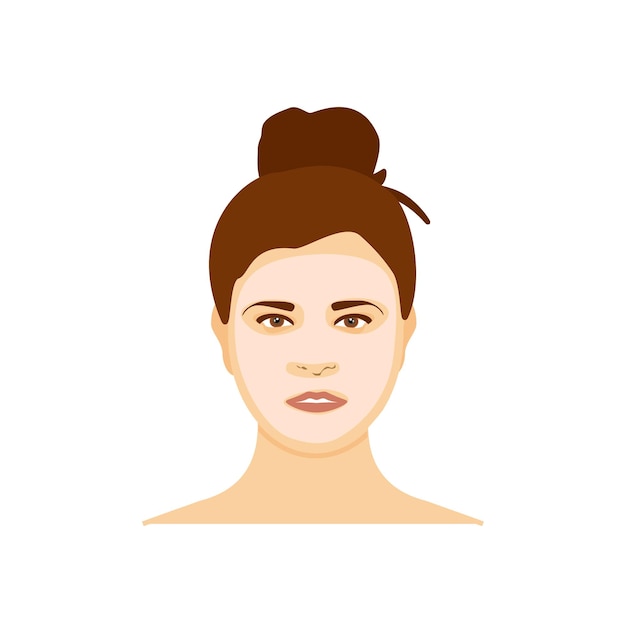 Woman with mousturizing mask on her face isolated on white background