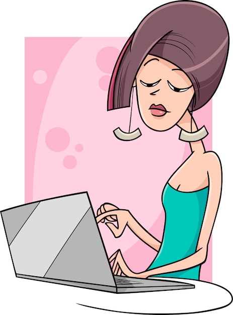 Woman with notebook cartoon