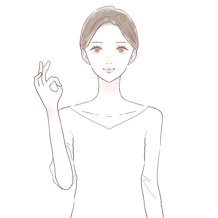 Vector okサインの女性。白い背景に。