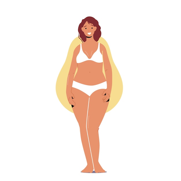 Woman with Pear Body Shape Female Character Figure Types Concept Girl with Wide Hips and Narrow Waist Posing Panties | Premium Vector