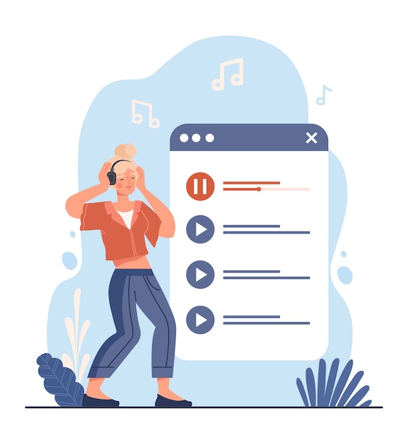 Vector woman with playlist