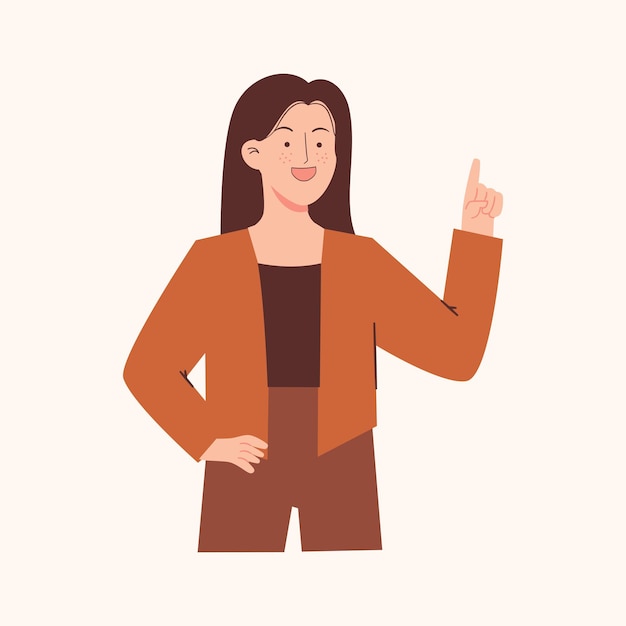 Vector woman with pointing finger