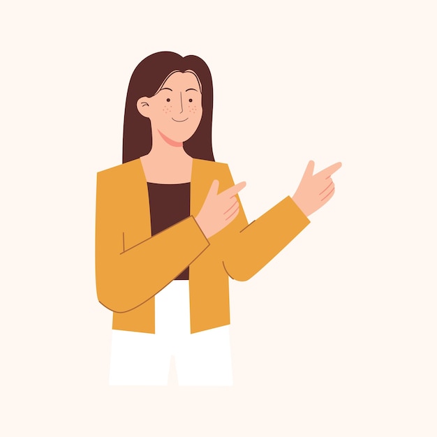 Vector woman with pointing finger