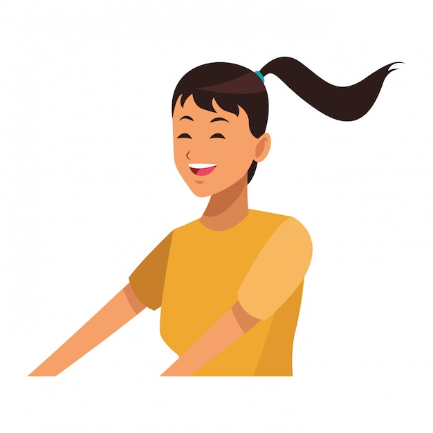 Vector woman with ponytail profile