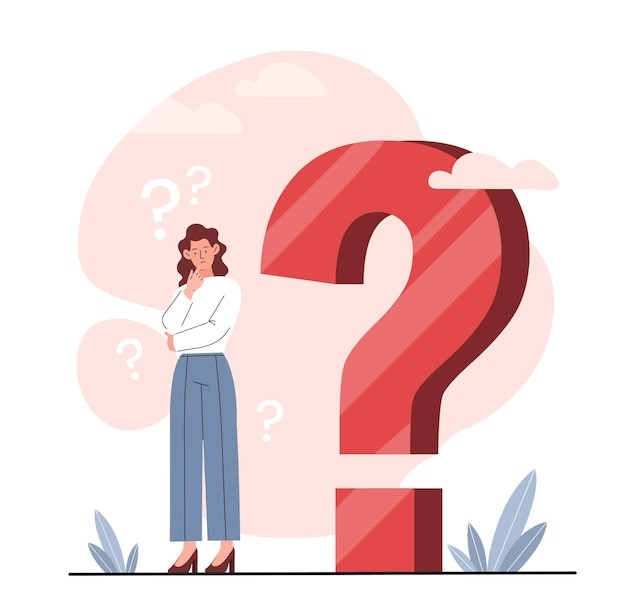 Vector woman with question mark