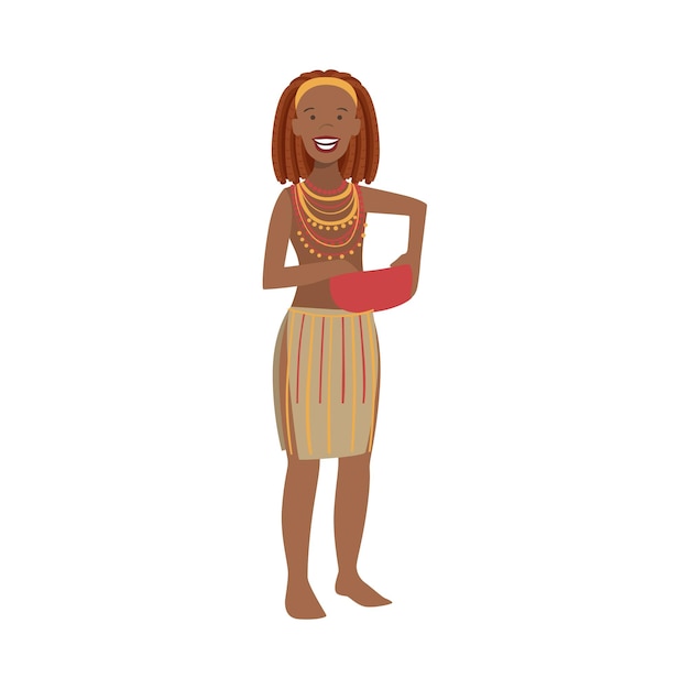 Vector woman with red hair from african native tribe