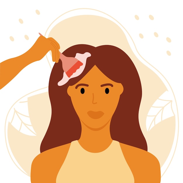 Premium Vector | Woman with red hair in the salon for hair coloring