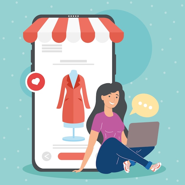女性、スマートフォン、ラップトップ
