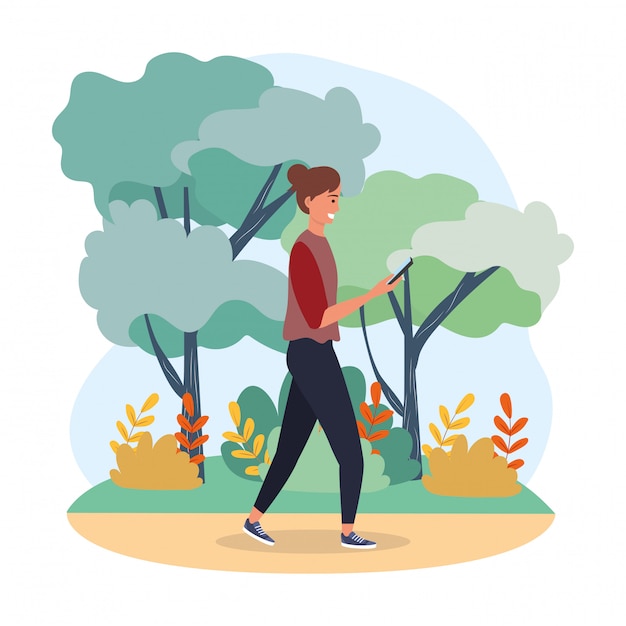 Woman with smartphone technology and casual clothes