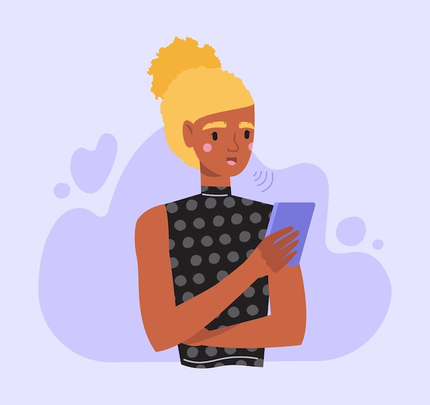 Vector woman with smartphone