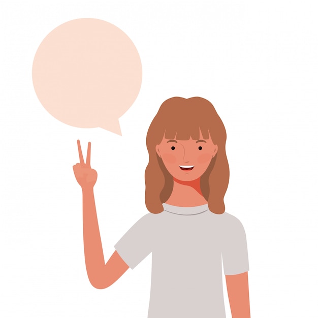 Woman with speech bubble avatar character