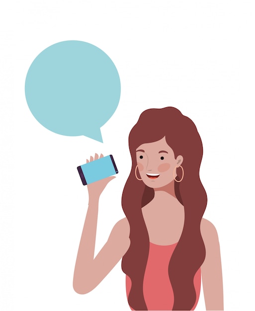 Vector woman with speech bubble avatar character