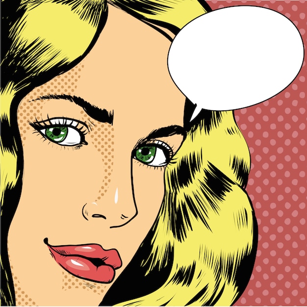 Pop art retro woman in comics style talking Vector Image