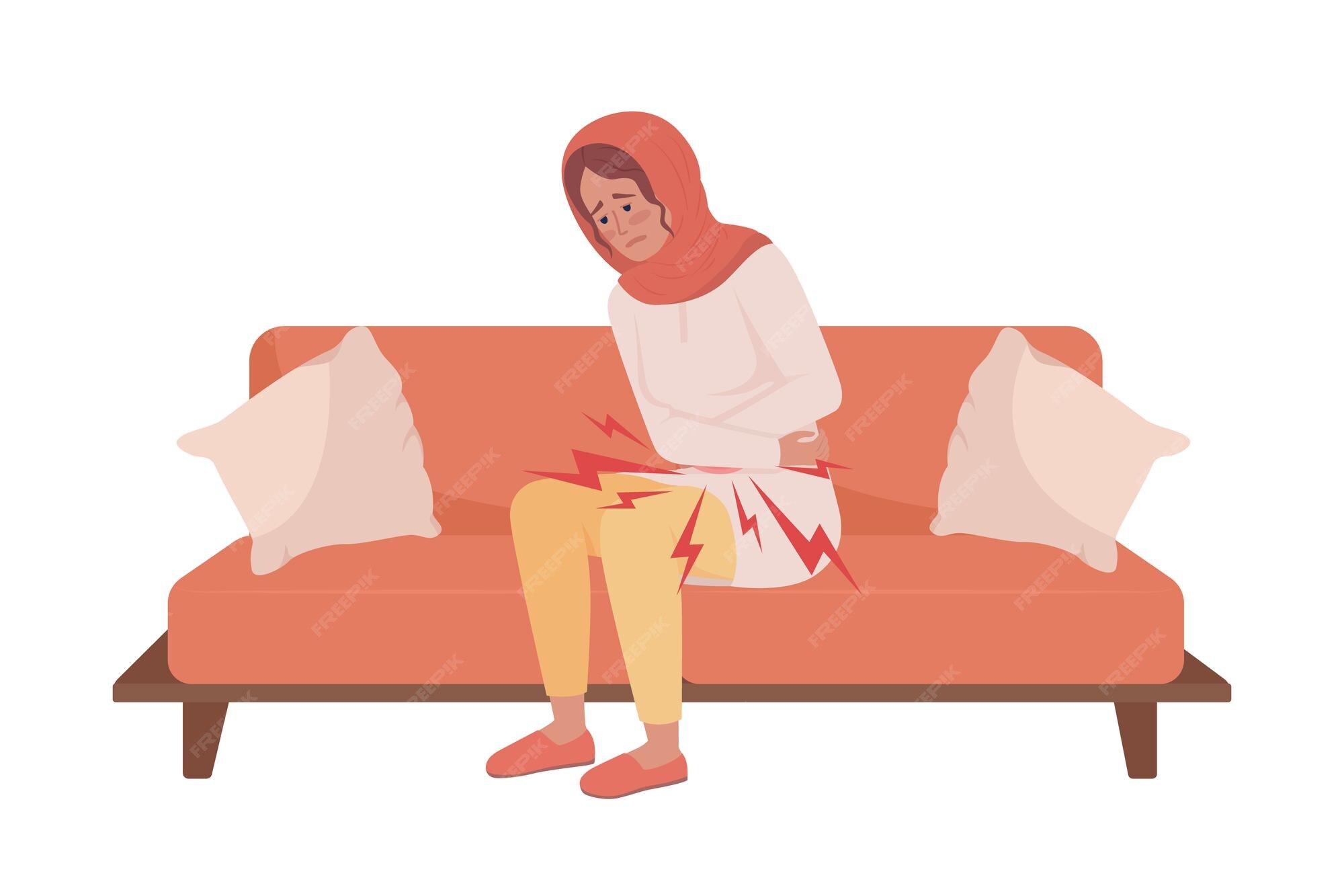 Premium Vector Woman With Stomach Ache Semi Flat Color Vector Character premium-vector-woman-with-stomach-ache-semi-flat-color-vector-character