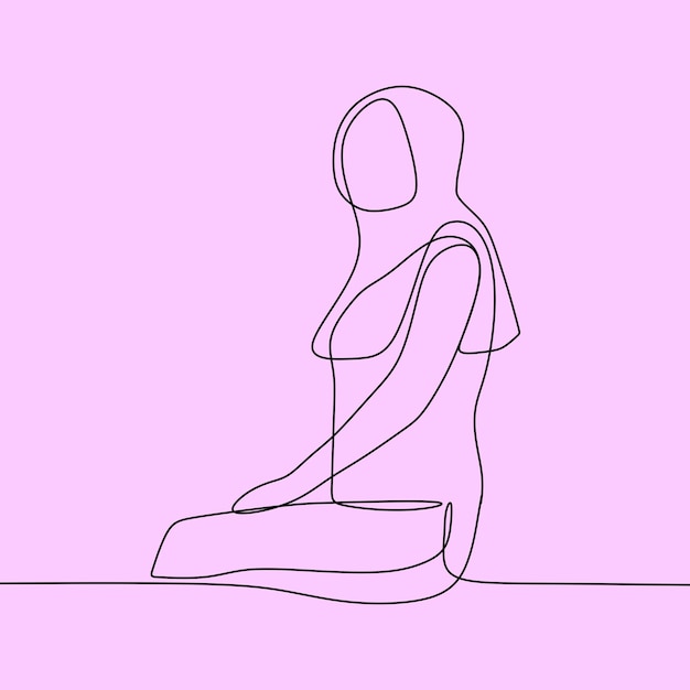 Woman with veil oneline continuous single line art