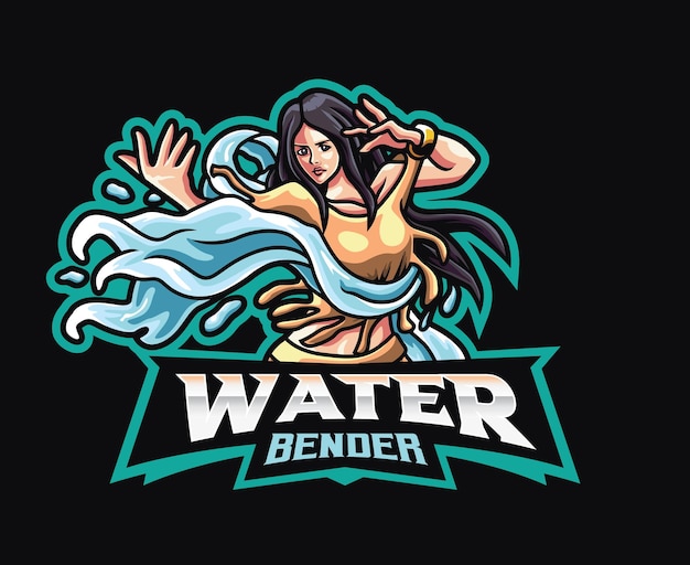 Vector woman with water power mascot logo design