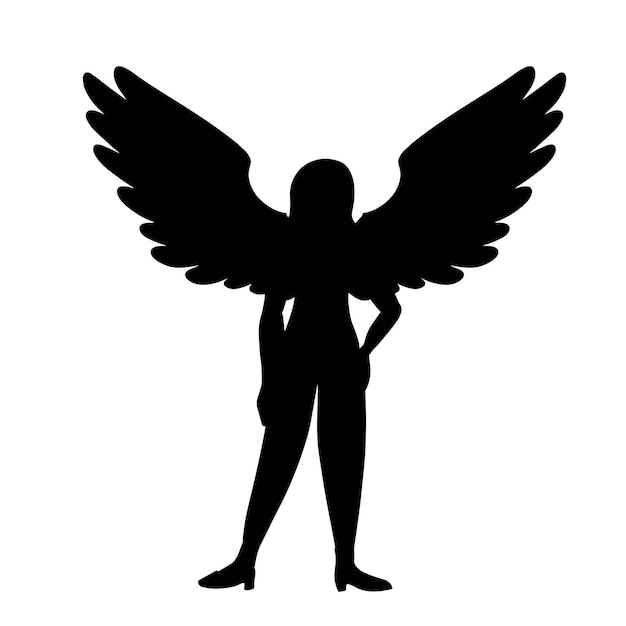 Vettore illustrazione vettoriale della silhouette della donna con le ali