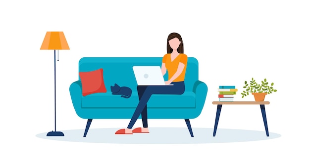 a woman working with computers home office or freelancer she can be an employee of the company for computer and student work in her own home office service call center and support